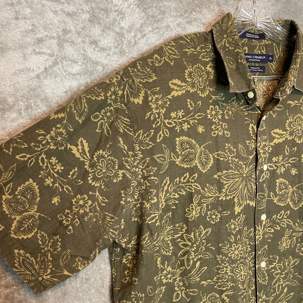 Daniel Cremieux Men Floral Linen Cotton Blend Shirt XL Camp Cruise Hawaiian